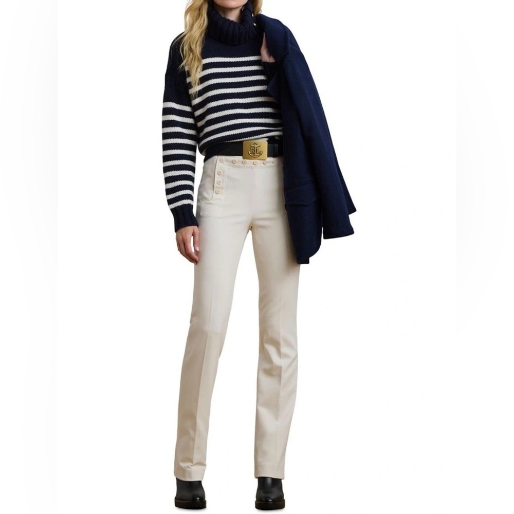 Ralph Lauren Striped Wood-Blend Turtleneck Sweater. Size S